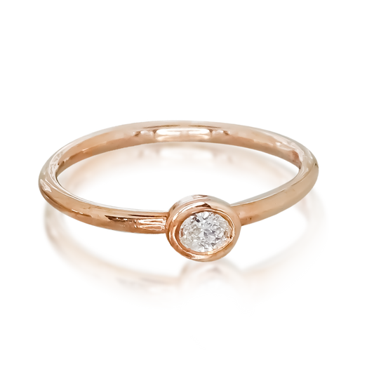 0.15ct Lab-Grown Diamond Oval Solitaire Engagement Stack Ring in 9ct Rose Gold