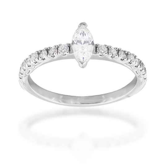 0.56ct Lab-Grown Marquise Diamond Engagement Ring in 18ct White Gold