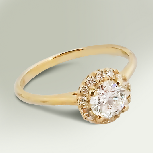 0.50ct Lab-Grown Diamond Halo Engagement Ring in 9ct Yellow Gold