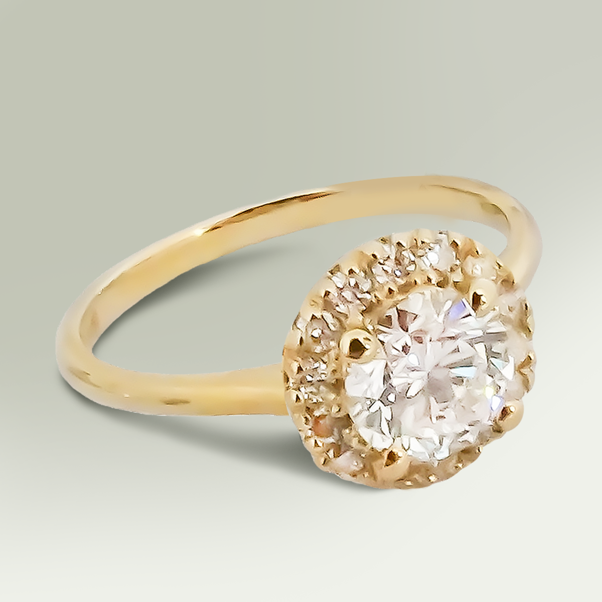 1.00ct Lab-Grown Diamond Halo Engagement Ring in 9ct Yellow Gold