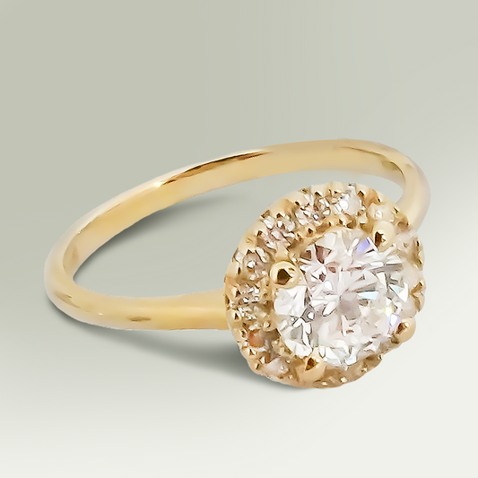 1.00ct Lab-Grown Diamond Halo Engagement Ring in 9ct Yellow Gold