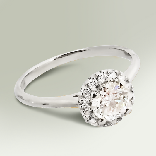 0.50ct Lab-Grown Diamond Halo Engagement Ring in 9ct White Gold