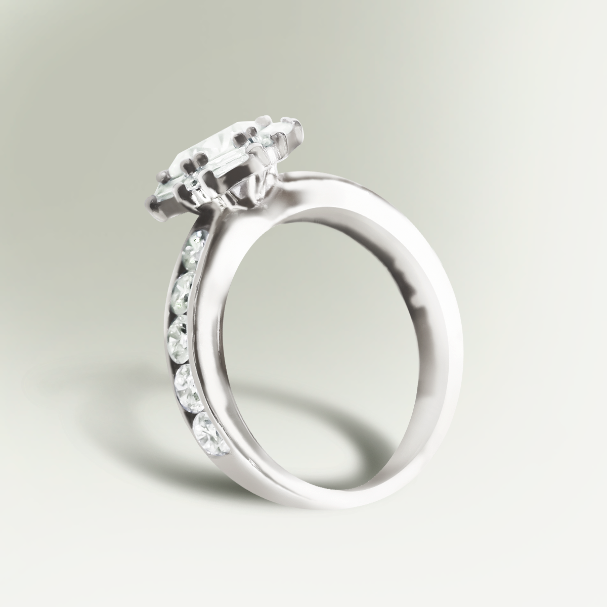 1.05ct Lab-Grown Diamond Baguette Halo Ring in 9ct White Gold