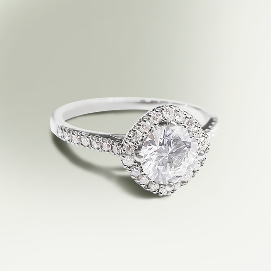 1.00ct Lab-Grown Diamond Cushion Halo Engagement Ring in 9ct White Gold