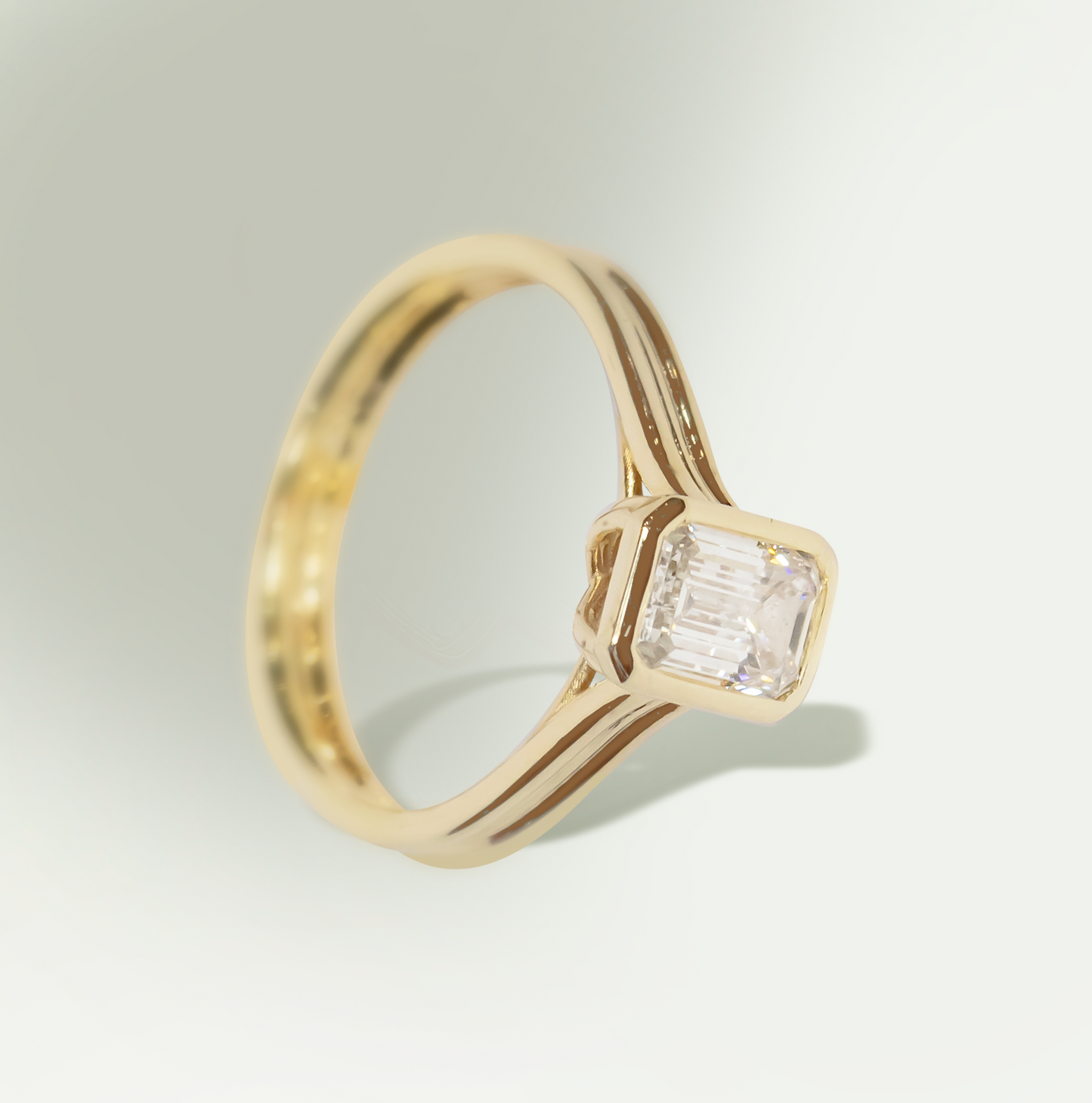 1.05ct Lab-Grown Diamond Emerald cut Solitaire Engagement Ring in 9ct Yellow Gold