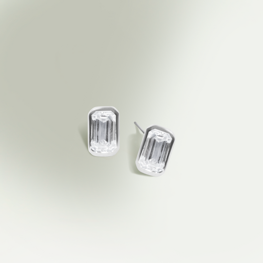 0.50ct Lab-Grown Diamond Emerald Cut Solitaire Studs in 9ct White Gold