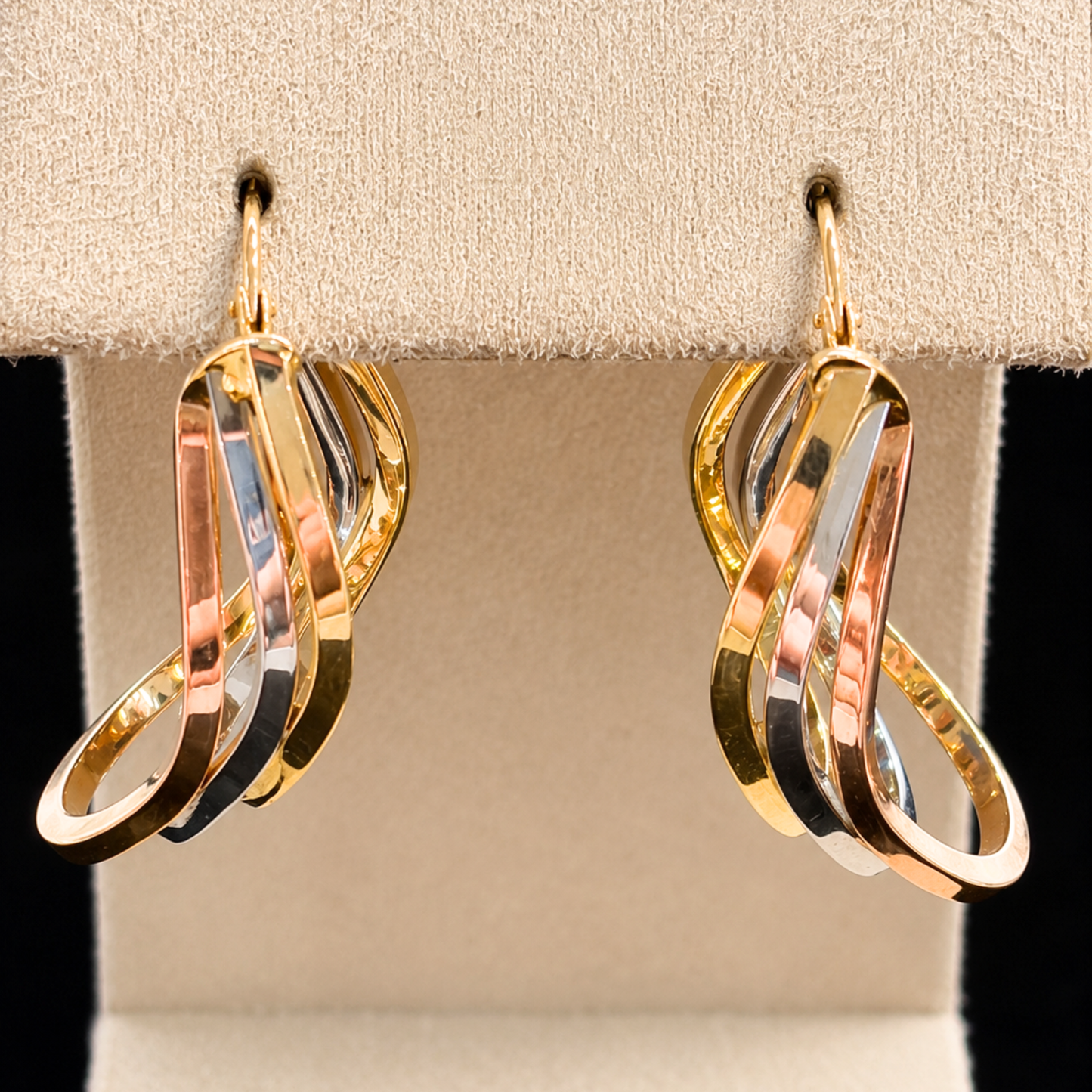 9ct Tri Gold Oval Split Hoop Earrings 18mm x 28mm