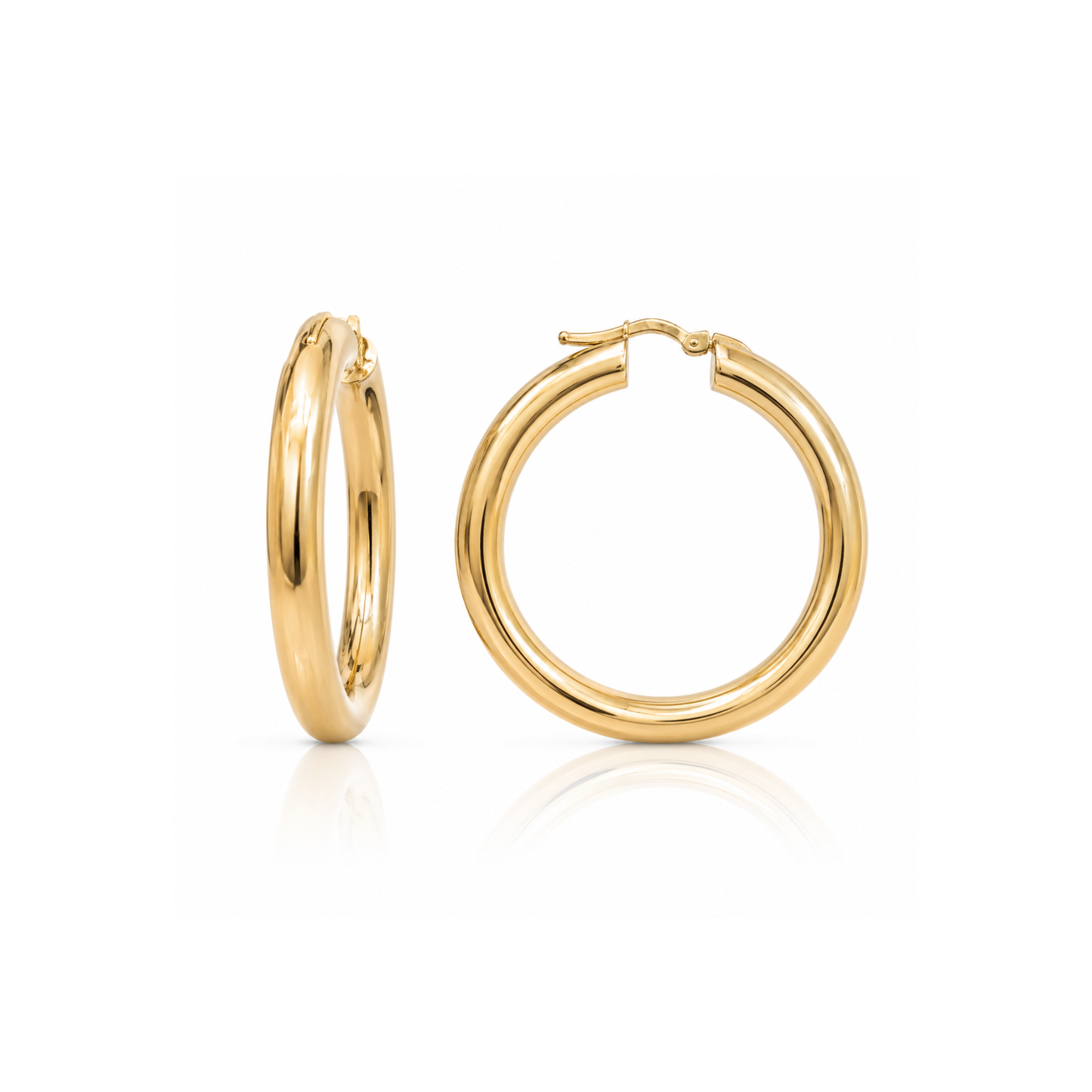 9ct Yellow Gold 41mm Tube Hoop Earrings