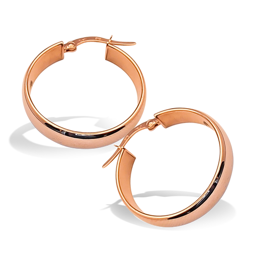 23mm Domed Hoops in 9ct Rose Gold