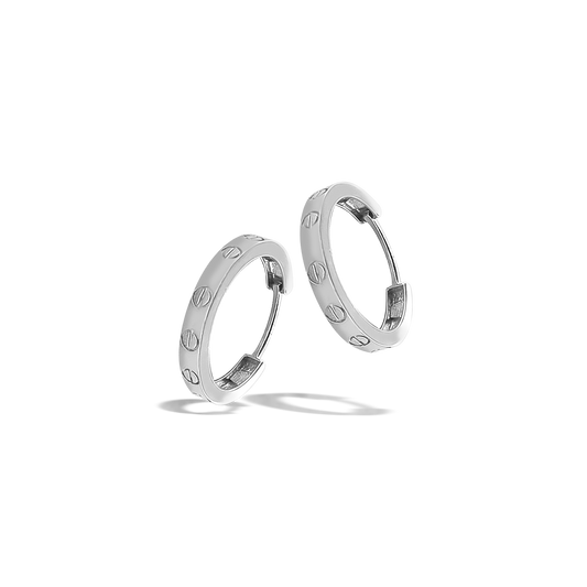 7mm Bolt Design Hoops in 9ct White Gold