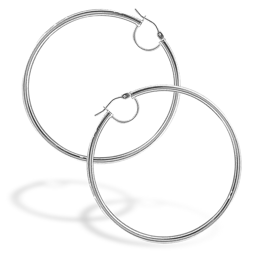 55mm Large Plain Hoops in 9ct White Gold