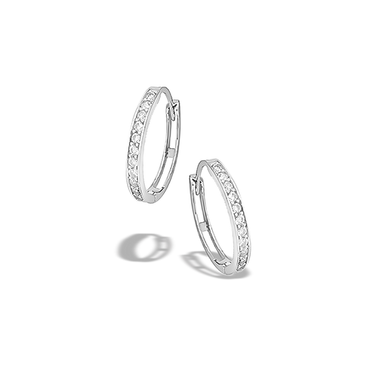 15mm Cubic Hoops in 9ct White Gold