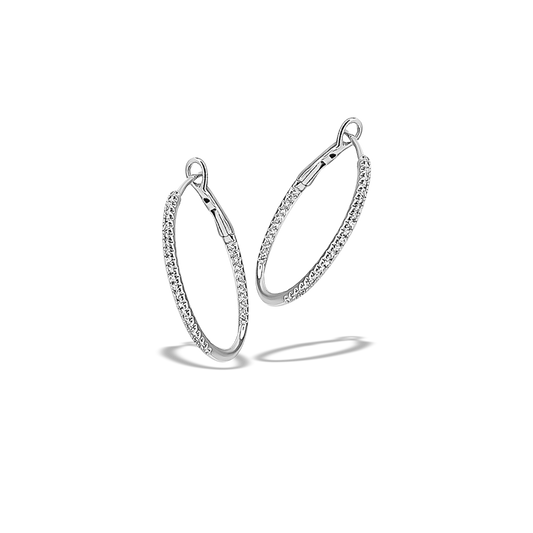 24mm Diamond Hoops in 9ct White Gold