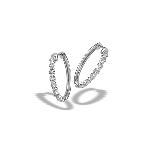 21mm Diamond Hoops in 9ct White Gold