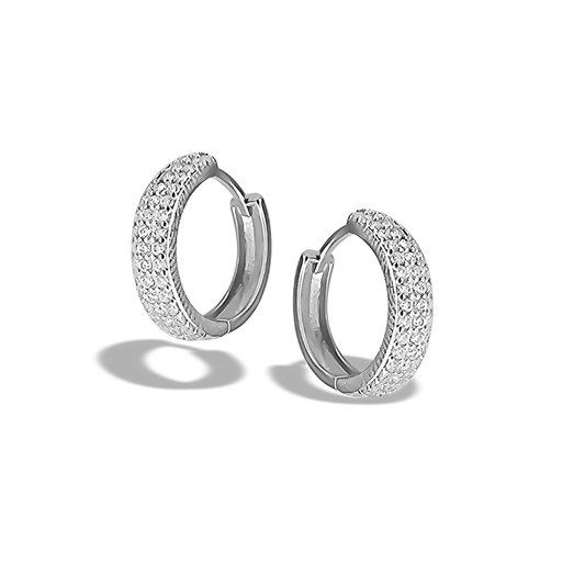 15mm Cubic Hoops in 9ct White Gold
