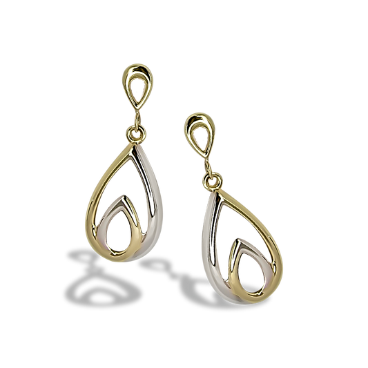 28mm Drop Studs in 9ct White Gold and Yellow Gold