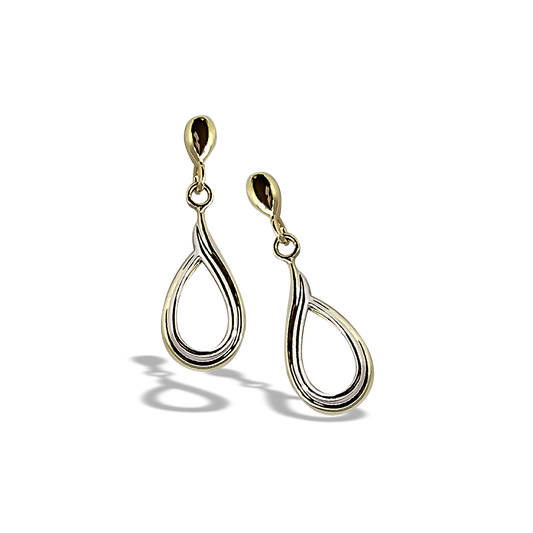 22mm Drop Studs in 9ct White Gold and Yellow Gold