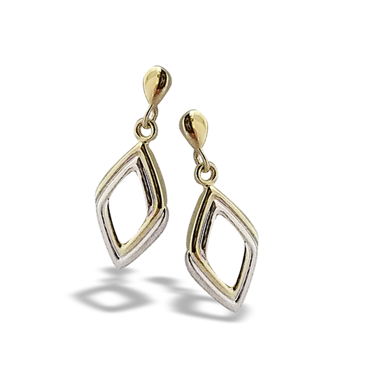 23mm Drop Studs in 9ct White Gold and Yellow Gold