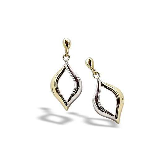 25mm Drop Studs in 9ct White Gold and Yellow Gold