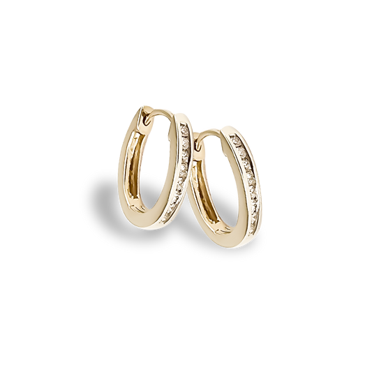 15mm Diamond Eternity Hoop Earring in 9ct Yellow Gold