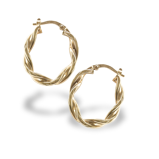 27mm Oval Twist Hoops in 9ct Yellow Gold
