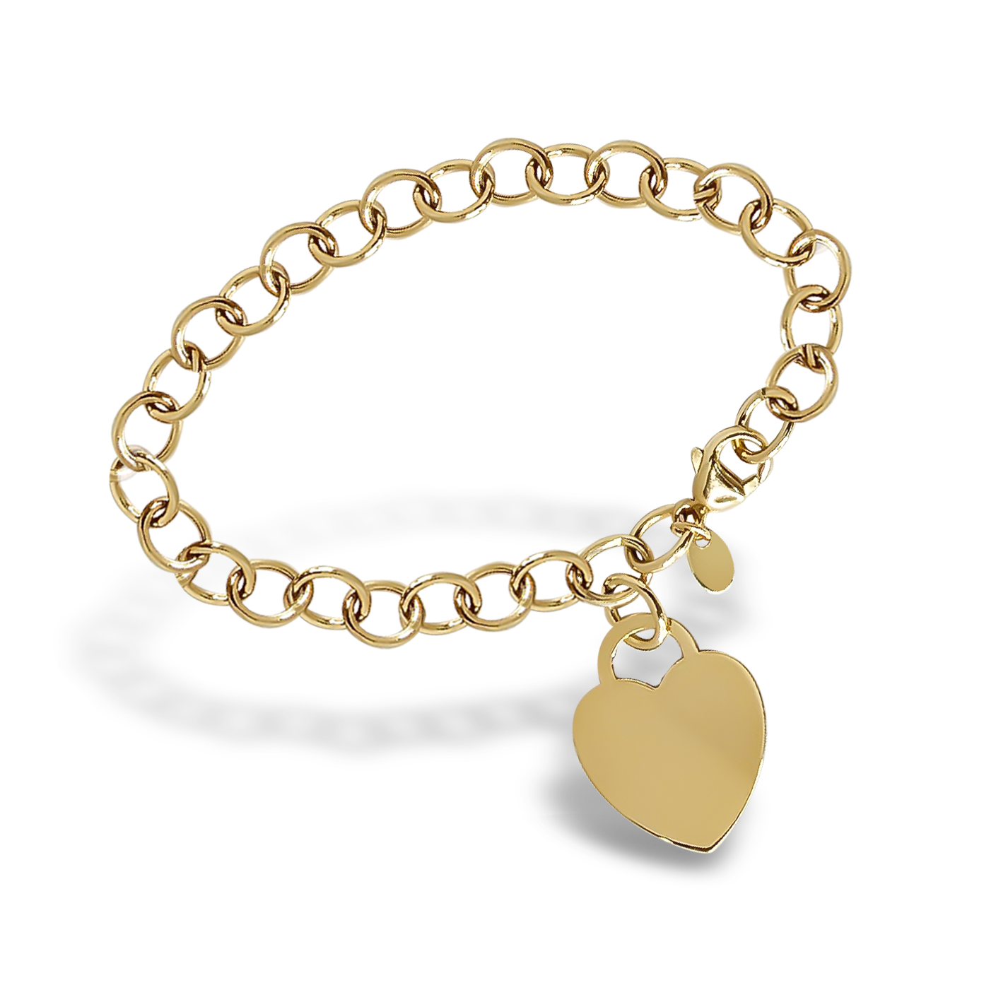 Engravable Heart Plate Bracelet in 9ct Yellow Gold