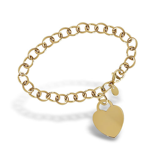 Engravable Heart Plate Bracelet in 9ct Yellow Gold