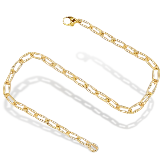 Petite Paperclip Link Bracelet and Necklace Set in 9ct Yellow Gold