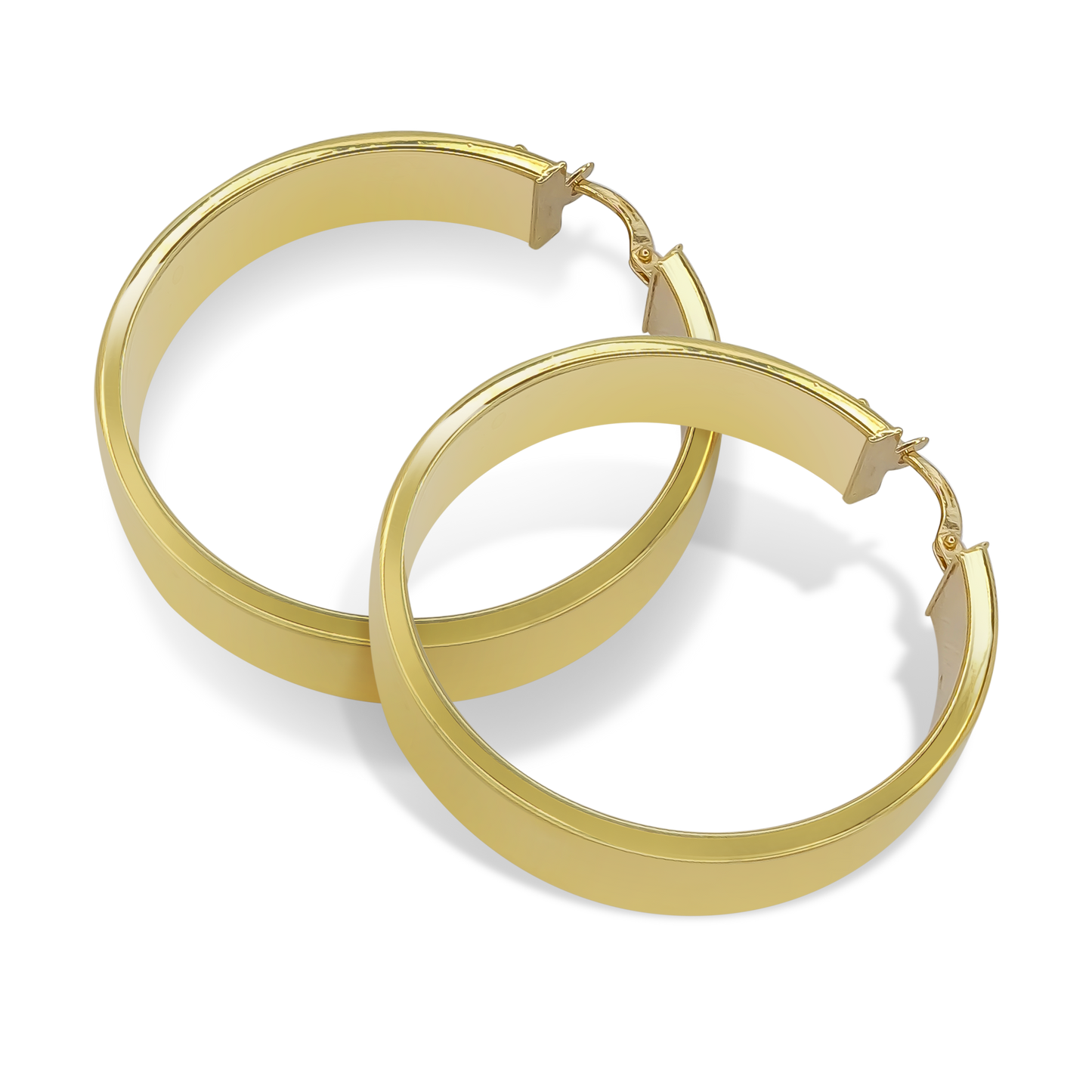 33mm Flat Hoop Earrings in 9ct Yellow Gold