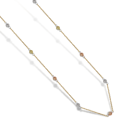 Tri Colour Style Link Bracelet and Necklace in 9ct Yellow Gold
