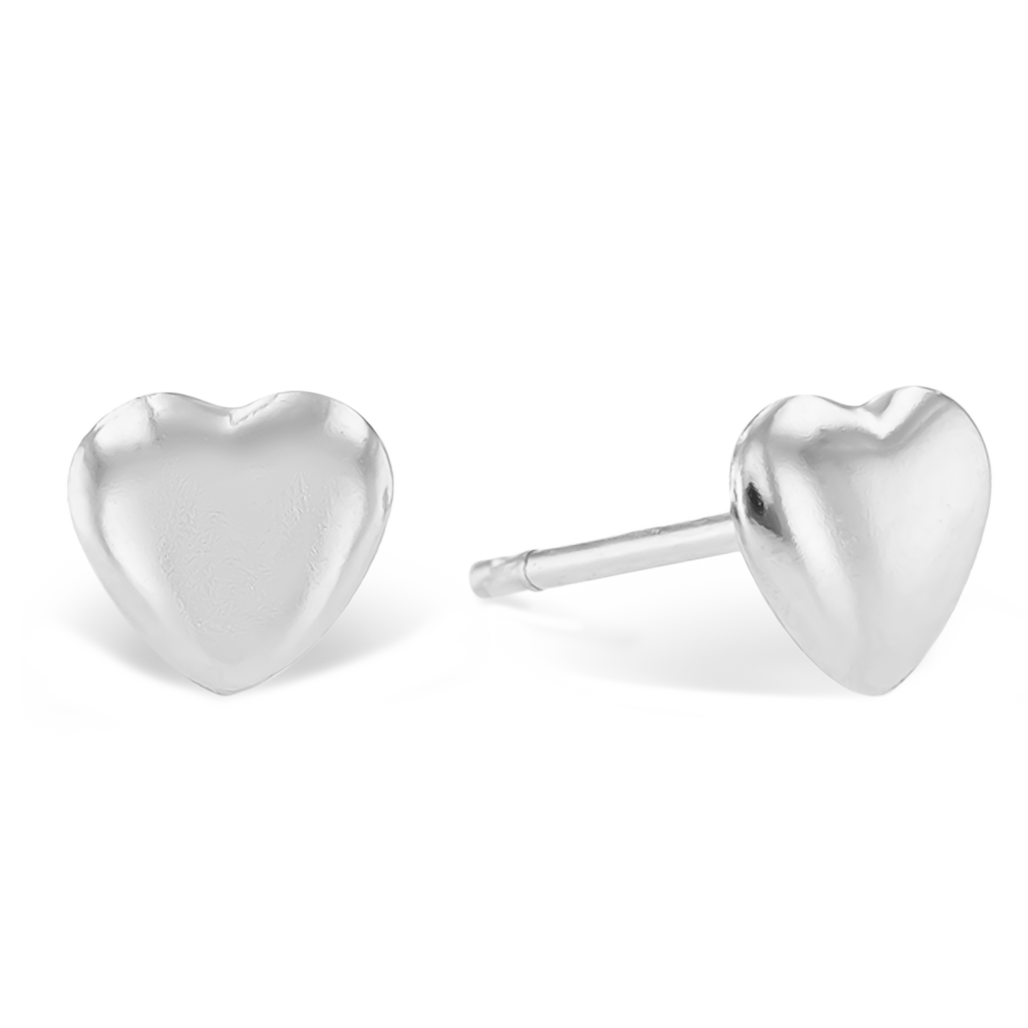 8mm Heart Shape Studs in 9ct White Gold