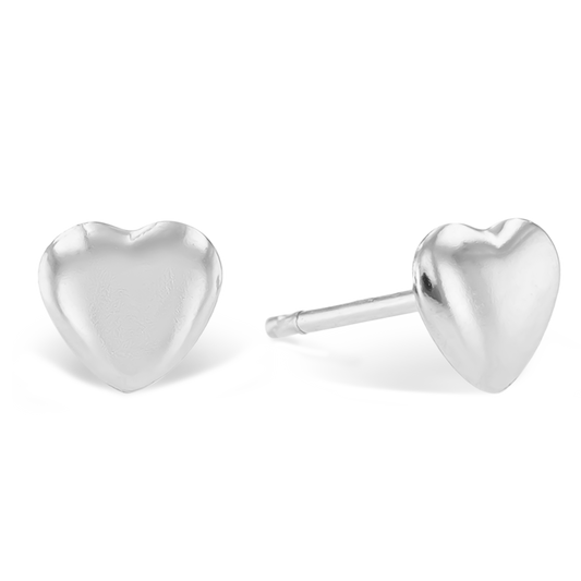 8mm Heart Shape Studs in 9ct White Gold