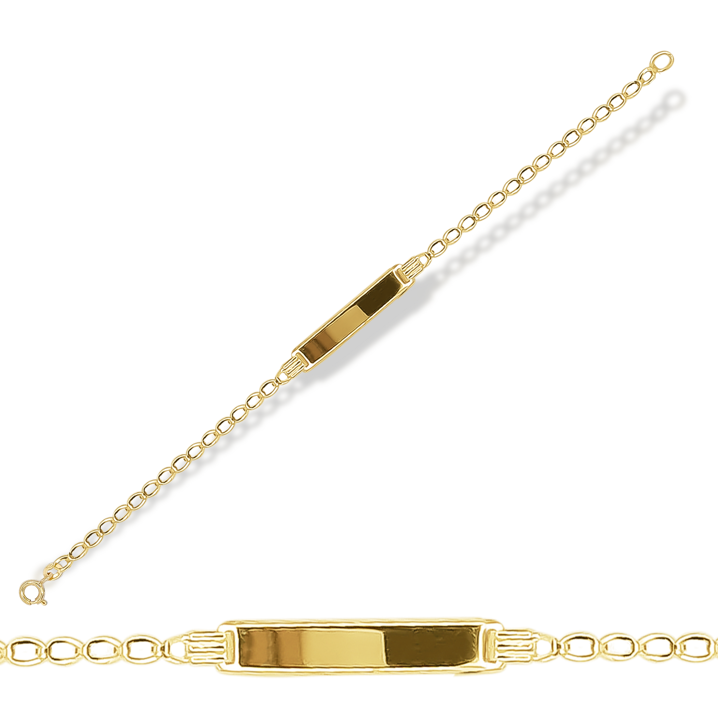 16cm Long ID Curb Link Baby Bracelet in 9ct Yellow Gold