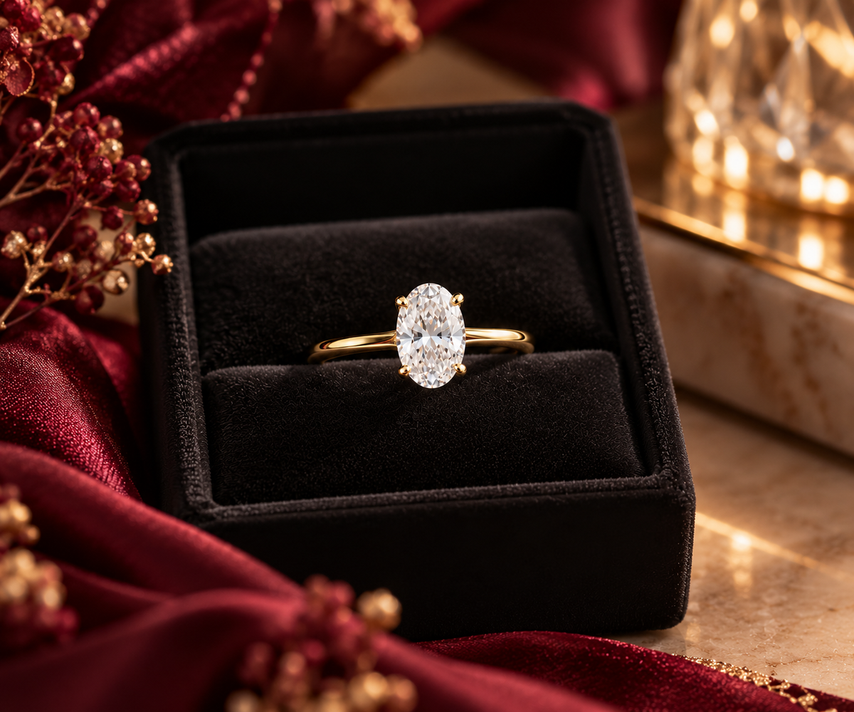 1.00ct Oval Lab Grown Diamond Solitaire Ring – 9ct Gold