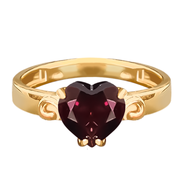 1.00ct Heart Shaped Garnet Petite Ring in 9ct Yellow Gold