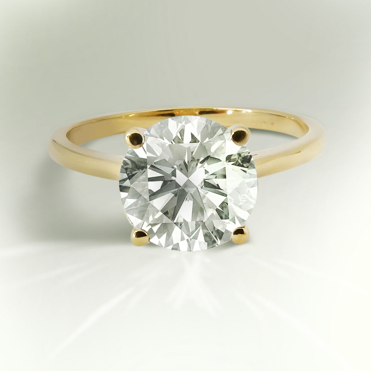 Solitaire Lab Diamond Lab-Grown Diamond Solitaire Engagement Ring in 9ct Yellow Gold ...
