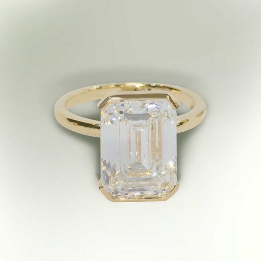 7.58ct Lab-Grown Diamond Solitaire Emerald Cut Engagement Ring in 9ct Yellow Gold