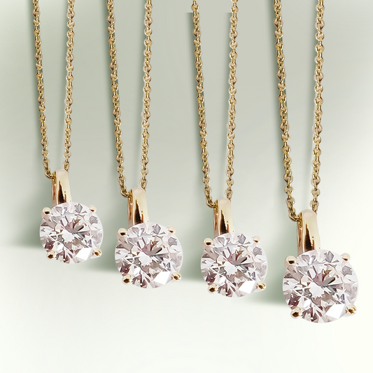 Lab-Grown Diamond Solitaires Pendants in 9ct Yellow Gold