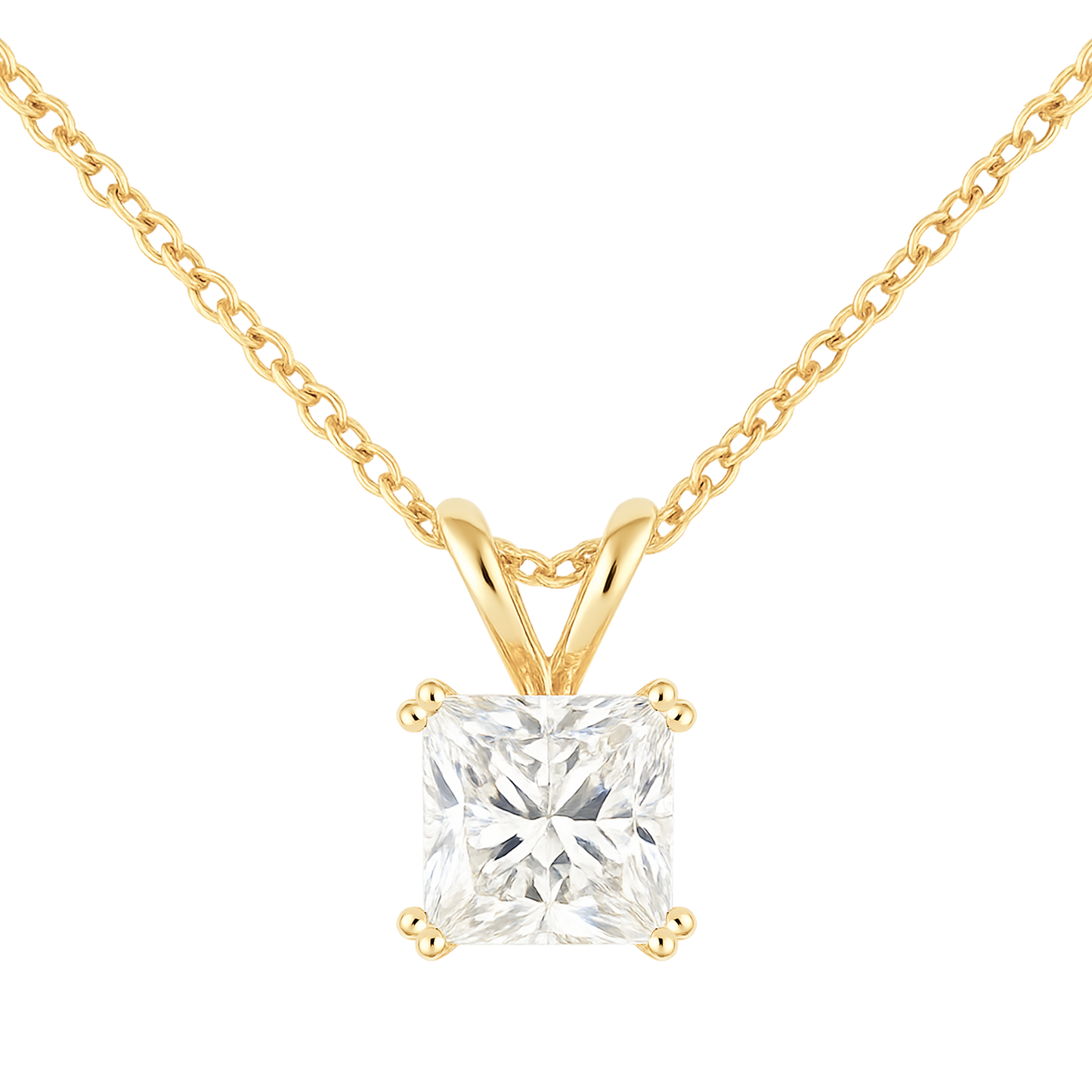 Princess Cut Lab-Grown Diamond Solitaire Pendants in 9ct Gold Range