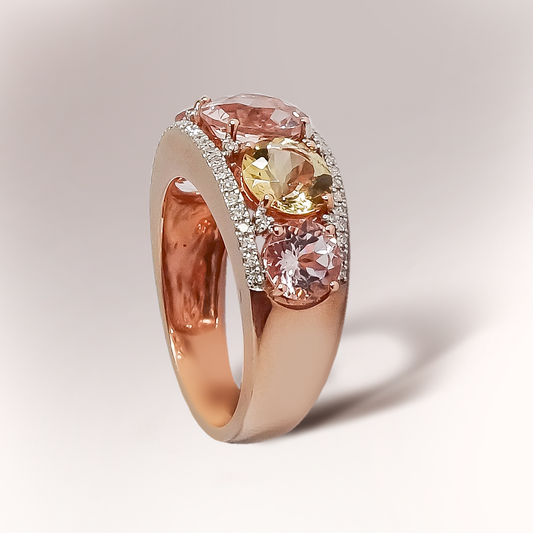 3.80ct Morganite Eternity with Diamonds Ring in 9ct Rose Gold