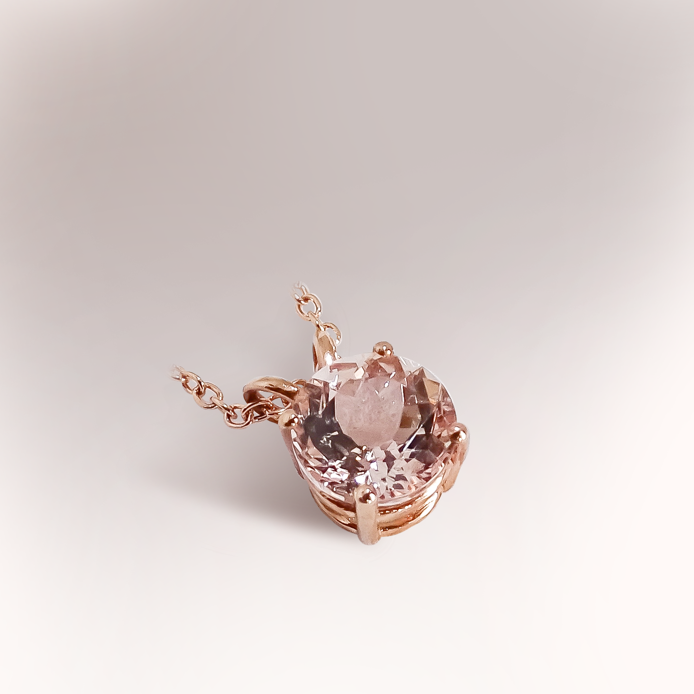 1.411ct Morganite Solitaire Pendant in 9ct Rose Gold on Chain