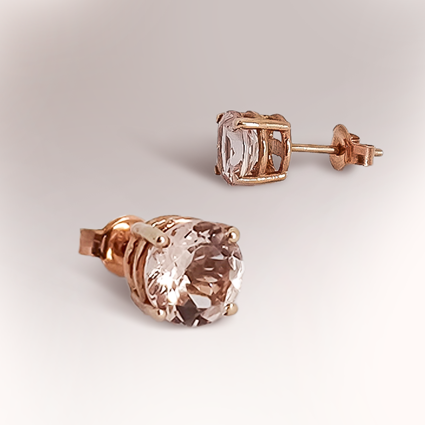 2.00ct Morganite Solitaire Studs in 9ct Rose Gold