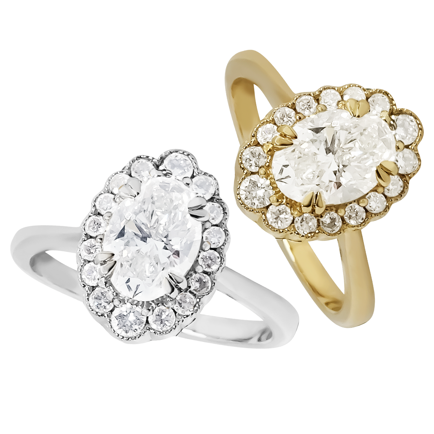 1.25ct Lab-Grown Oval Diamond Halo Engagement Ring in 9ct Gold