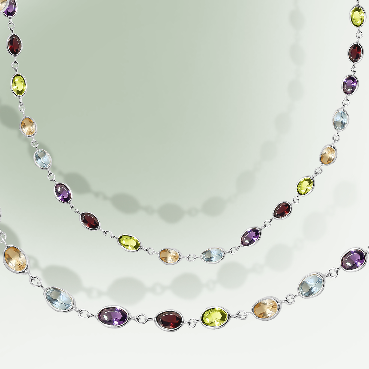 Tutti Frutti Oval Rounded Gemstone Necklace in 9ct Gold