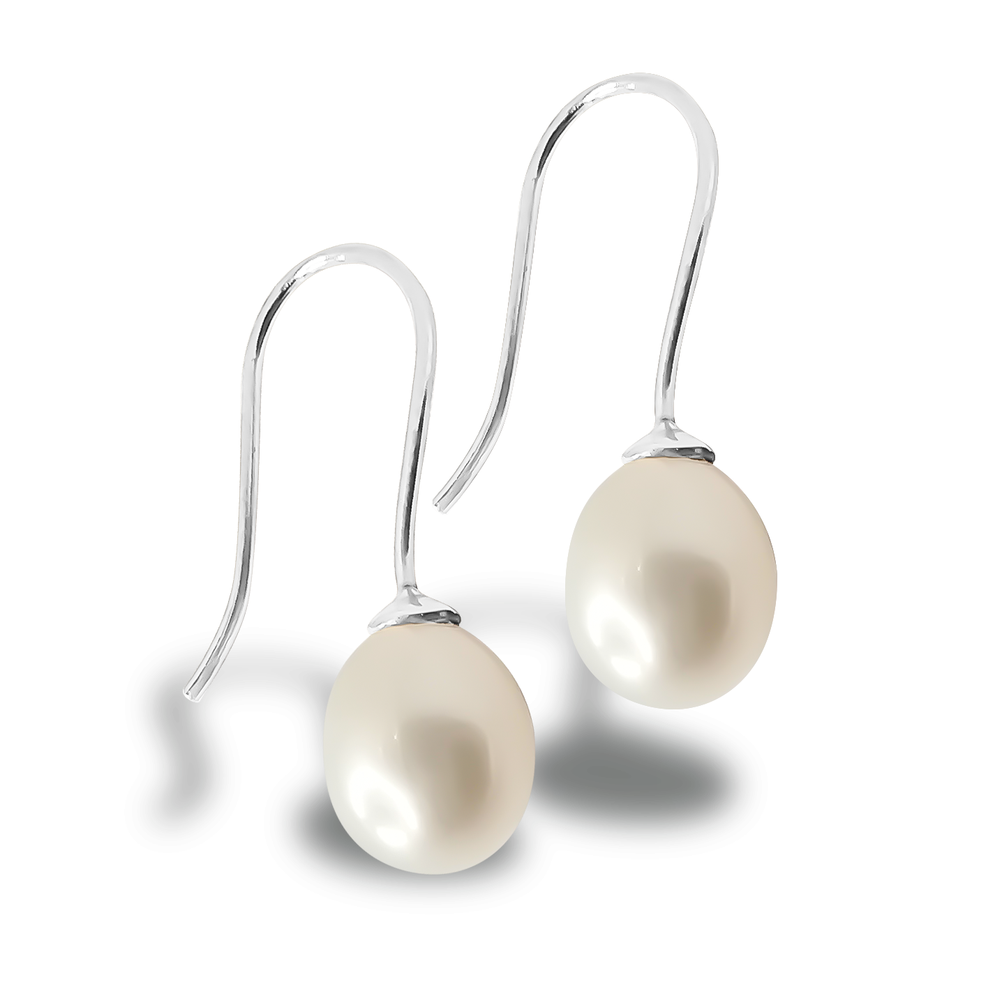 8mm Fresh Water Pearl Sheppards  Hook Earring Studs in Sterling Silver