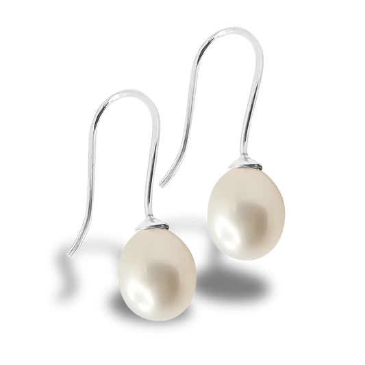 8mm Fresh Water Pearl Sheppards  Hook Earring Studs in Sterling Silver