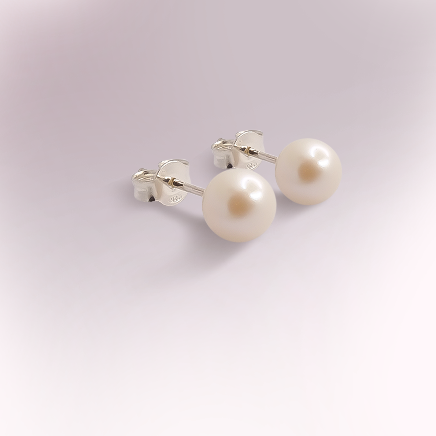 6mm Fresh Water Pearl Solitaire Huggie Studs in Sterling Silver