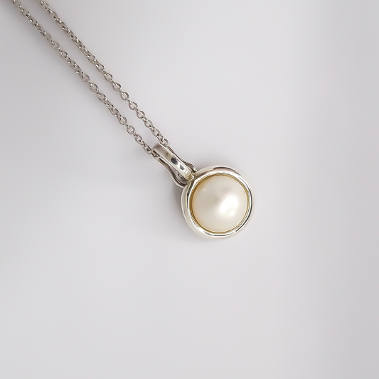 Fresh Water Pearl Tube Pendant in 925 Sterling Silver