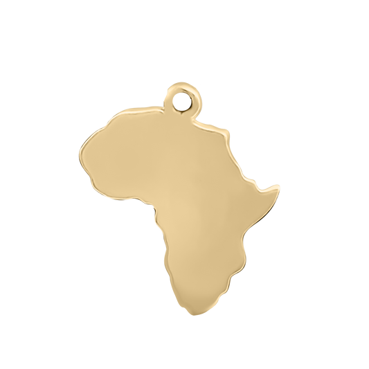 Engravable Clean Plain Map of Africa Pendant in 9ct White Gold
