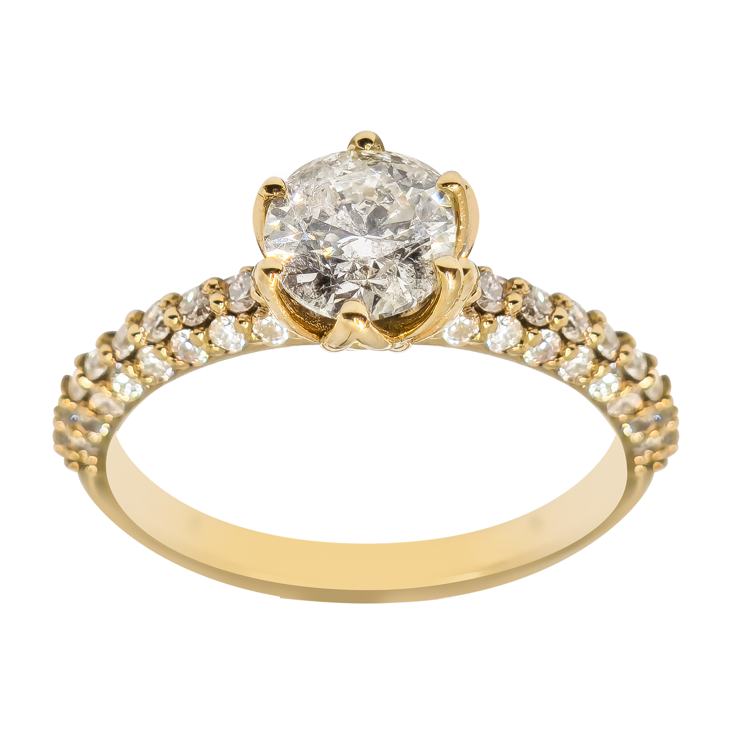 1.05ct Natural Diamond Protea Claw Wedding Band in 18ct Gold